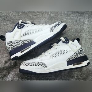 Jordan Spizike Navy and White GS 5.5
